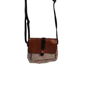Fossil Kinley Black and White Striped Crossbody Bag